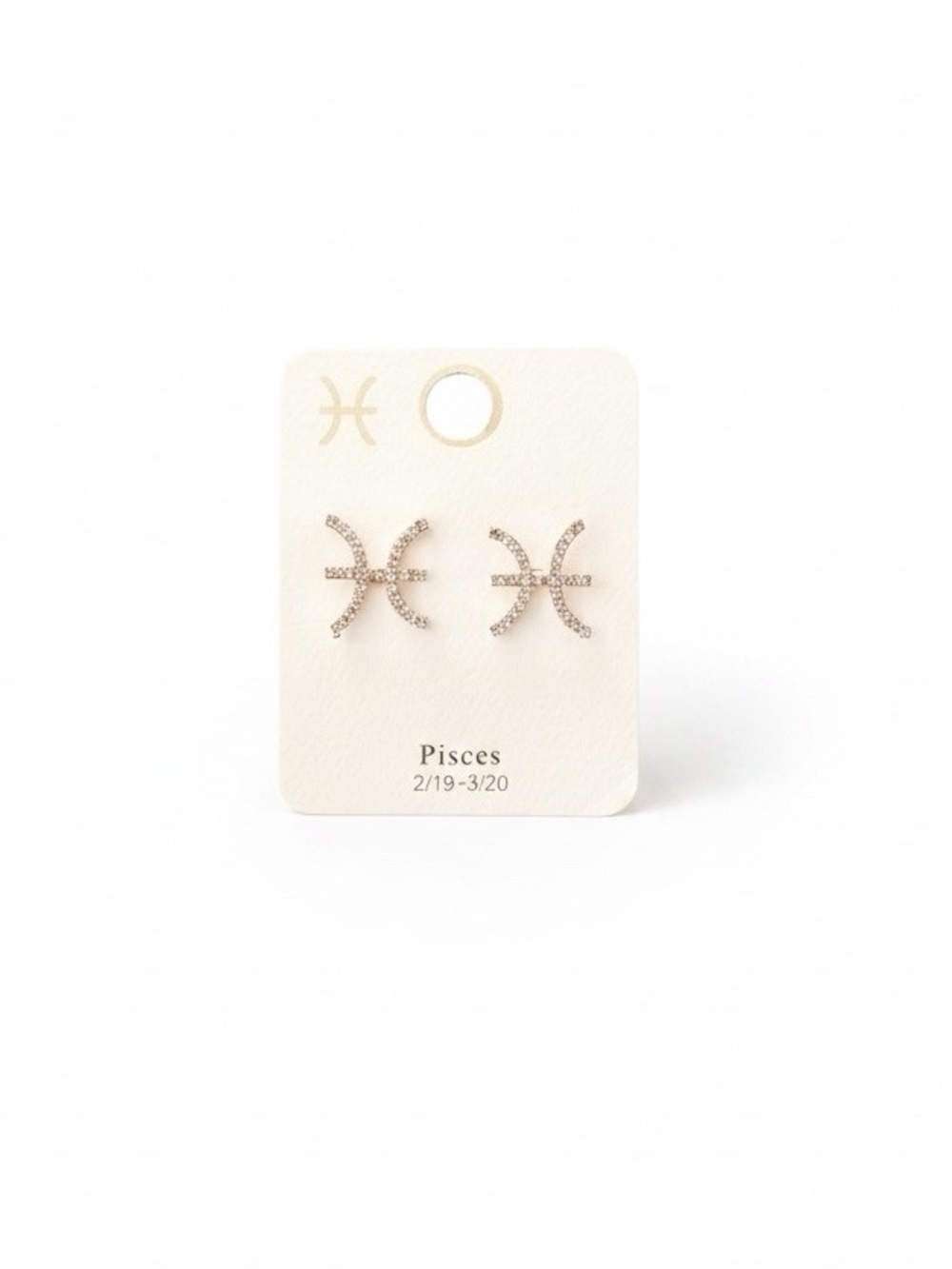 Pisces Astrological Zodiac Sign Fish Rhinestone Gold Earrings Feb 19 - March 20